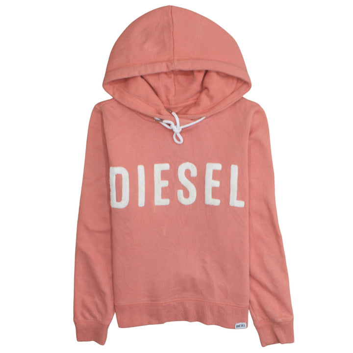 Diesel Womens Peach Pink Pullover Hoodie Medium Cotton Blend Logo