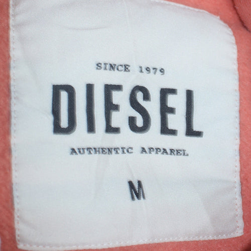 Diesel Womens Peach Pink Pullover Hoodie Medium Cotton Blend Logo