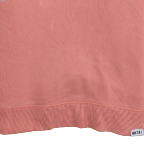 Diesel Womens Peach Pink Pullover Hoodie Medium Cotton Blend Logo