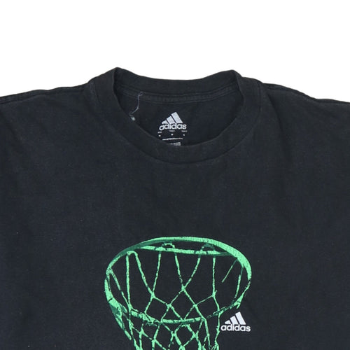 Adidas Men's Black Graphic Basketball Hoop T-Shirt Size M