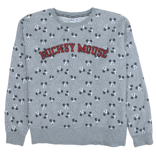 Disney Women Grey Mickey Mouse XL Sweatshirt Crew Neck Pullover