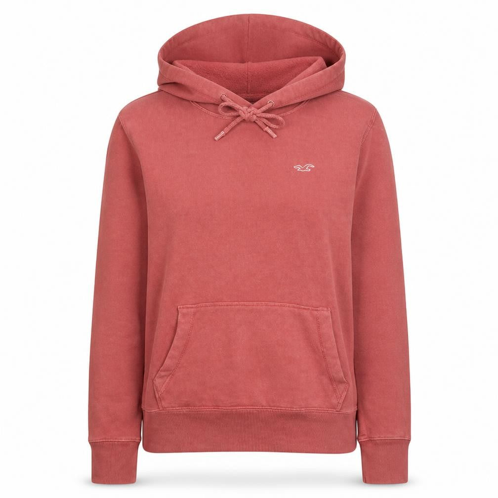 Front view of Hollister Co. Women's Pink Pullover Hoodie XS Regular Cotton Blend