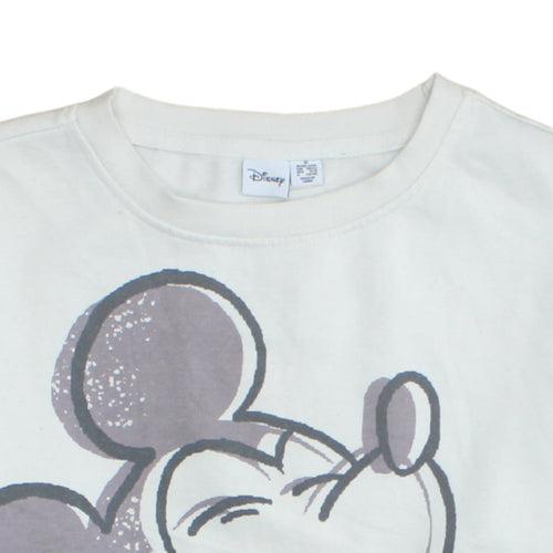 Disney Women White Mickey Mouse Pullover Sweatshirt Size M
