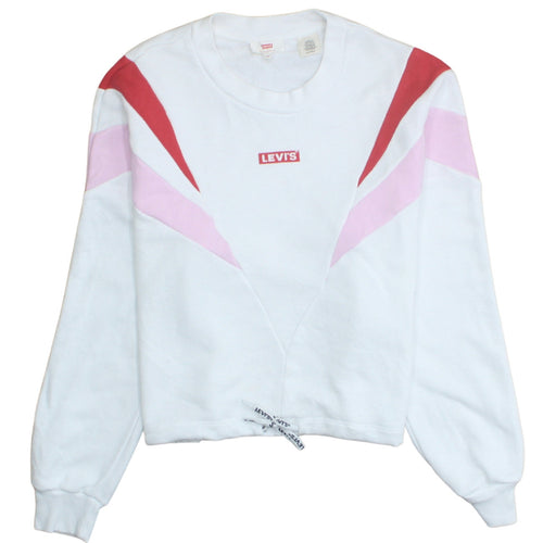 Levi's Womens White Pink Red Pullover Sweatshirt XS Colourblock Cotton