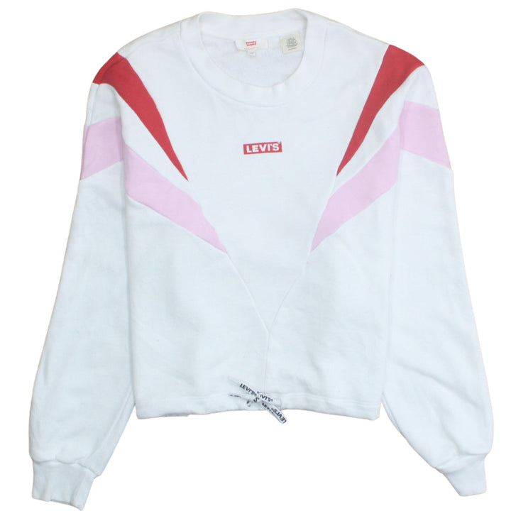 Levi's Womens White Pink Red Pullover Sweatshirt XS Colourblock Cotton