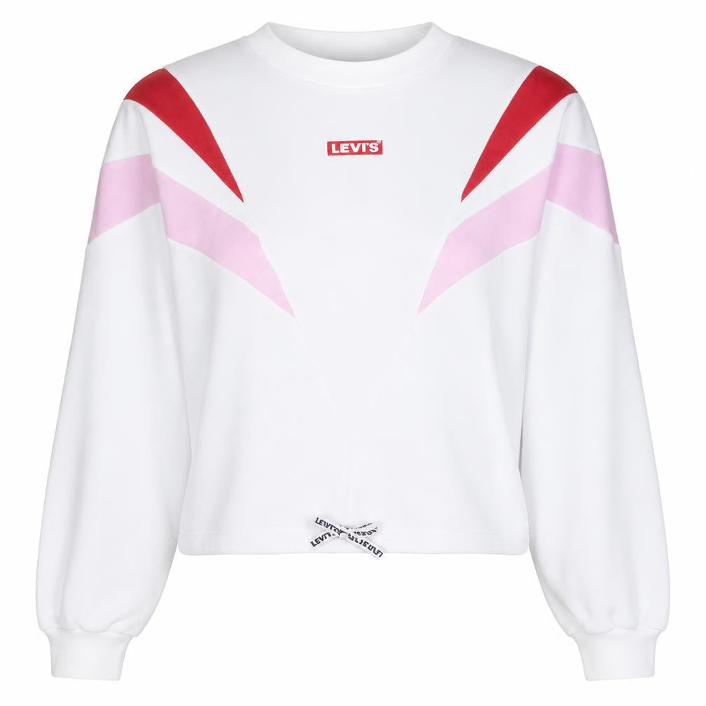 Front view of Levi's women’s white pink red pullover sweatshirt xs colourblock cotton