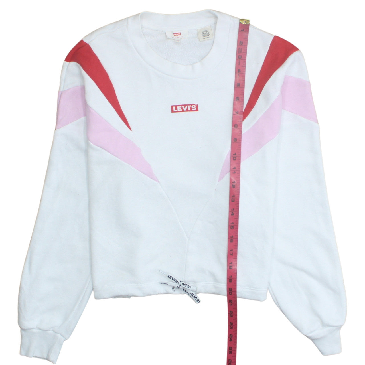 Levi's Womens White Pink Red Pullover Sweatshirt XS Colourblock Cotton