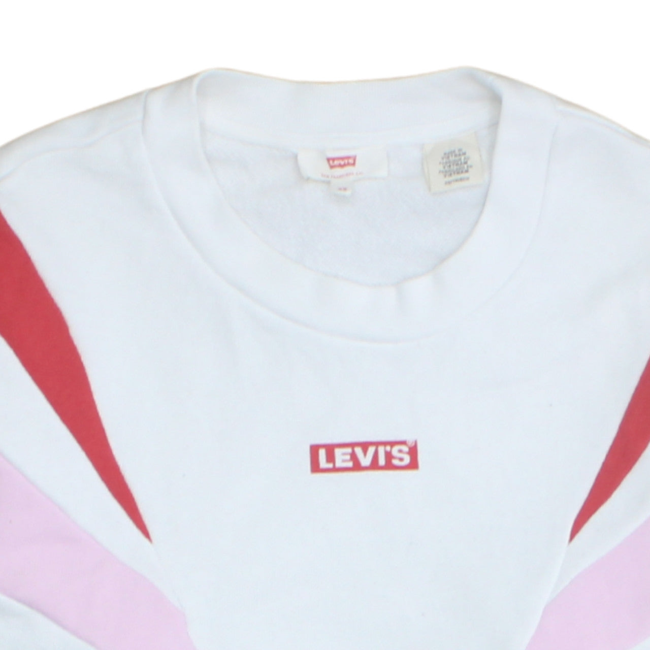 Levi's Womens White Pink Red Pullover Sweatshirt XS Colourblock Cotton