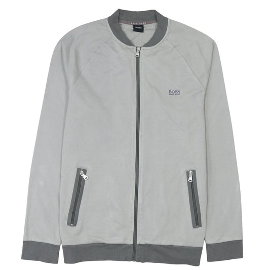 Hugo Boss Men's Grey L Track Jacket Cotton Blend Zip-Up