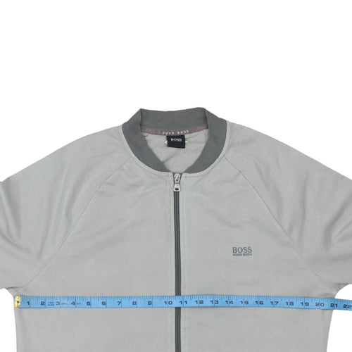 Hugo Boss Men's Grey L Track Jacket Cotton Blend Zip-Up