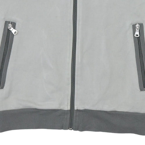 Hugo Boss Men's Grey L Track Jacket Cotton Blend Zip-Up