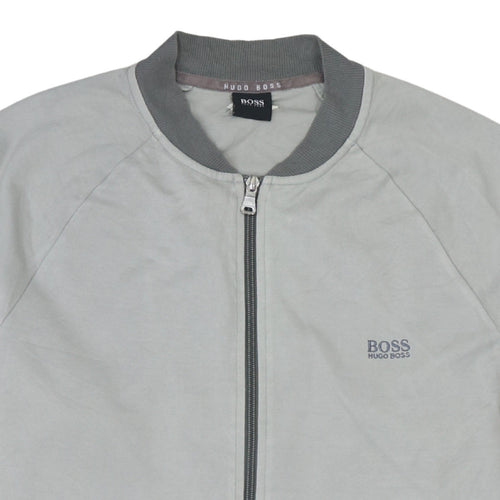 Hugo Boss Men's Grey L Track Jacket Cotton Blend Zip-Up