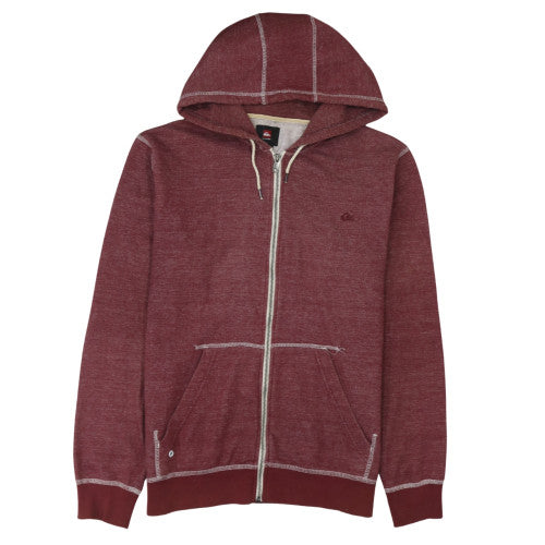 Quiksilver Mens Red Full Zip Hoodie Size M Regular Fit Cotton Blend