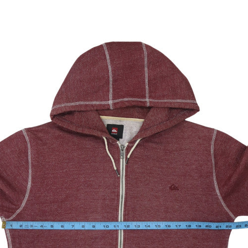 Quiksilver Mens Red Full Zip Hoodie Size M Regular Fit Cotton Blend