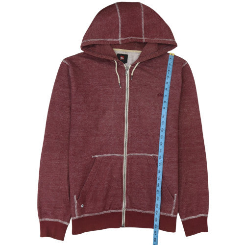 Quiksilver Mens Red Full Zip Hoodie Size M Regular Fit Cotton Blend