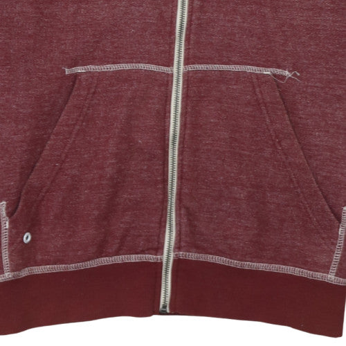 Quiksilver Mens Red Full Zip Hoodie Size M Regular Fit Cotton Blend