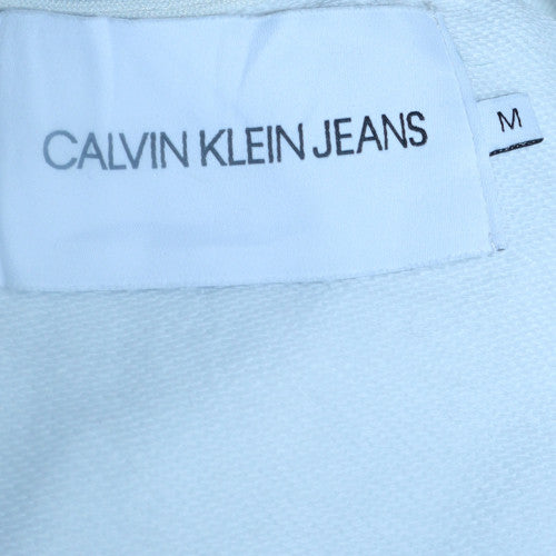 Calvin Klein Jeans Men's White M 1/4 Zip Logo Mock Neck Sweatshirt