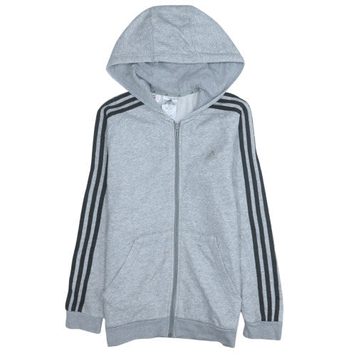 Adidas Boys Grey Full Zip Hoodie 11-12 Years Regular Fit Sportswear