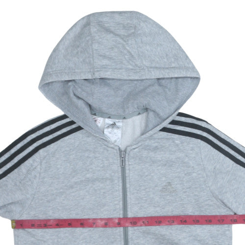 Adidas Boys Grey Full Zip Hoodie 11-12 Years Regular Fit Sportswear