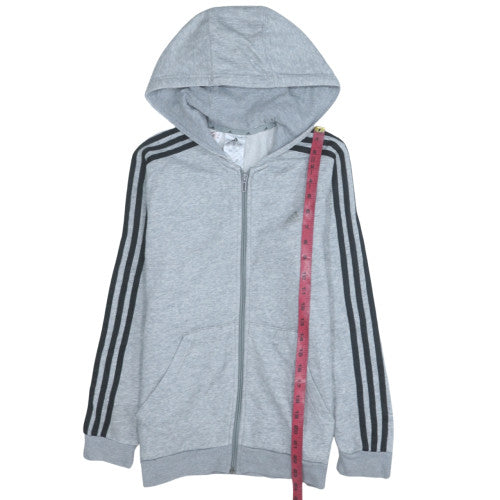 Adidas Boys Grey Full Zip Hoodie 11-12 Years Regular Fit Sportswear