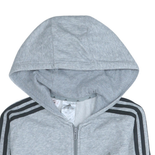 Adidas Boys Grey Full Zip Hoodie 11-12 Years Regular Fit Sportswear