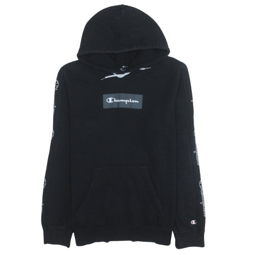Champion Men's Black Medium Pullover Hoodie with Logo Graphic