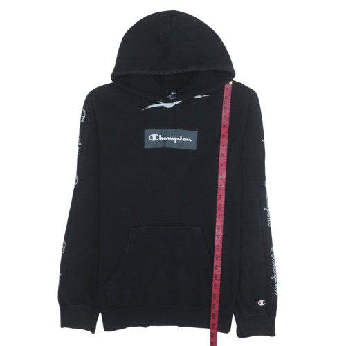 Champion Men's Black Medium Pullover Hoodie with Logo Graphic