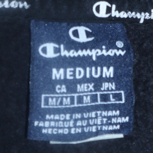 Champion Men's Black Medium Pullover Hoodie with Logo Graphic