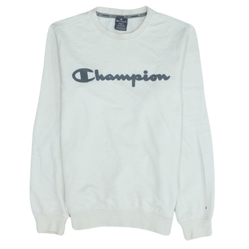 Champion Men's White Small Pullover Sweatshirt Logo Crew Neck