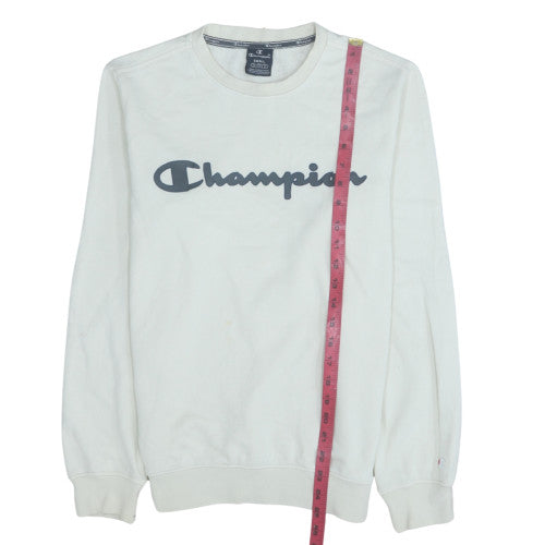 Champion Men's White Small Pullover Sweatshirt Logo Crew Neck