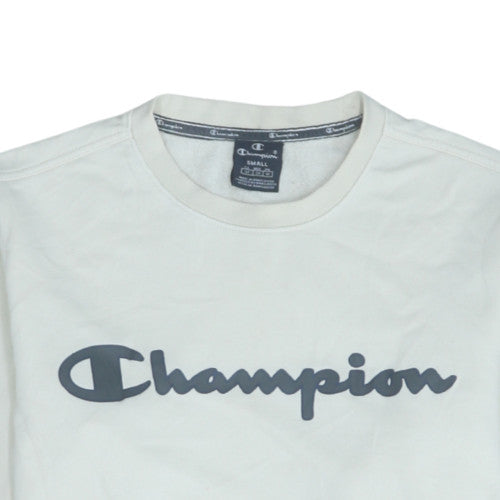 Champion Men's White Small Pullover Sweatshirt Logo Crew Neck