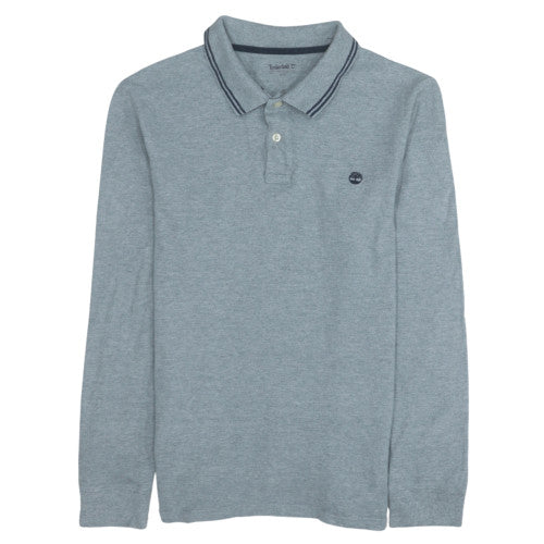 Timberland Men's Grey Long Sleeve Cotton Polo Shirt Size M