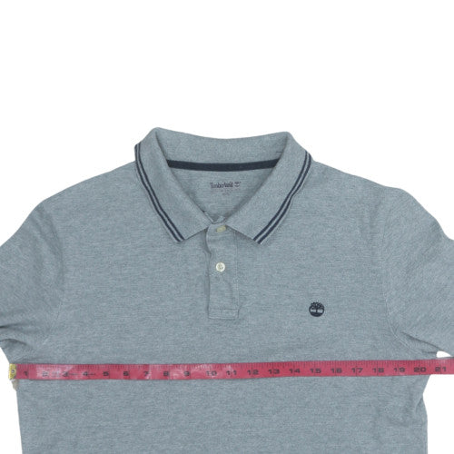 Timberland Men's Grey Long Sleeve Cotton Polo Shirt Size M