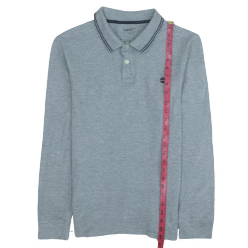 Timberland Men's Grey Long Sleeve Cotton Polo Shirt Size M