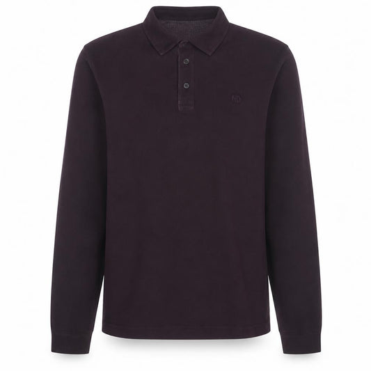 Front view of Fred Perry Men’s Purple Long Sleeve Slim Fit Polo Shirt M