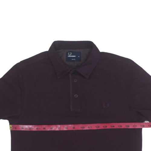 Fred Perry Men’s Purple Long Sleeve Slim Fit Polo Shirt M