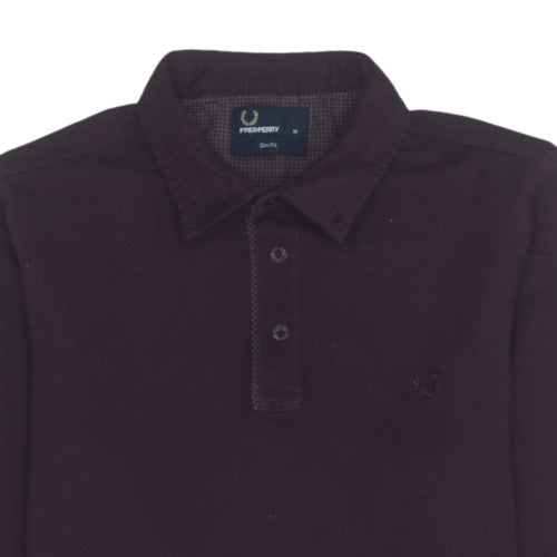 Fred Perry Men’s Purple Long Sleeve Slim Fit Polo Shirt M
