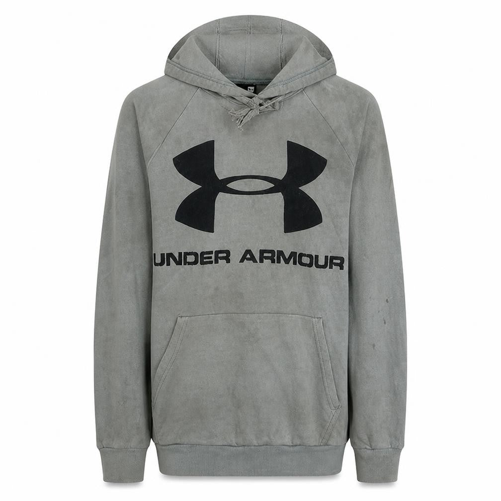 Front view of Under Armour Women's Grey Pullover Hoodie Small Lightweight Logo
