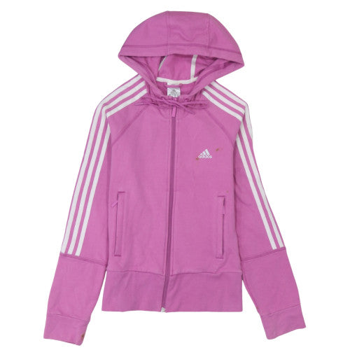 Adidas Womens Pink Full Zip Hoodie Size 8 Hooded Sportswear
