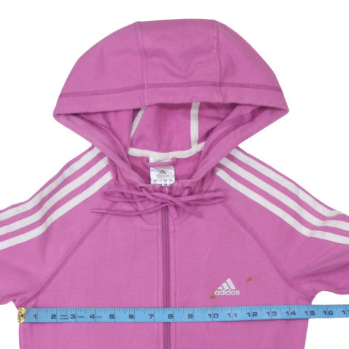 Adidas Womens Pink Full Zip Hoodie Size 8 Hooded Sportswear