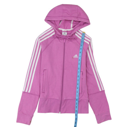 Adidas Womens Pink Full Zip Hoodie Size 8 Hooded Sportswear