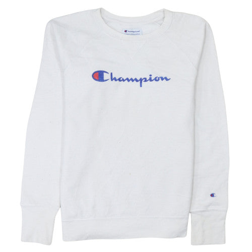 Champion Men's White Small Pullover Sweatshirt Crew Neck Logo