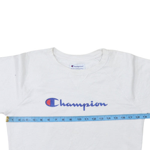 Champion Men's White Small Pullover Sweatshirt Crew Neck Logo