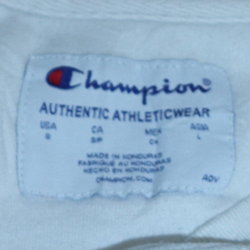 Champion Men's White Small Pullover Sweatshirt Crew Neck Logo