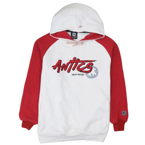 Antics Men’s White Red Pullover Hoodie XL Graphic Fleece