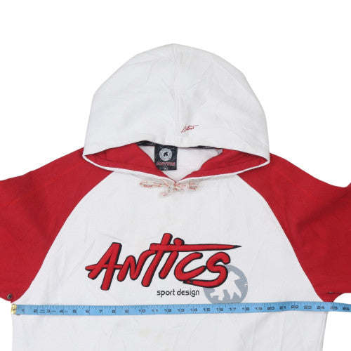 Antics Men’s White Red Pullover Hoodie XL Graphic Fleece