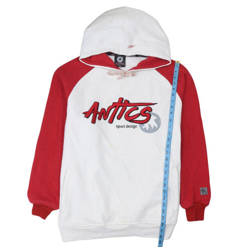 Antics Men’s White Red Pullover Hoodie XL Graphic Fleece