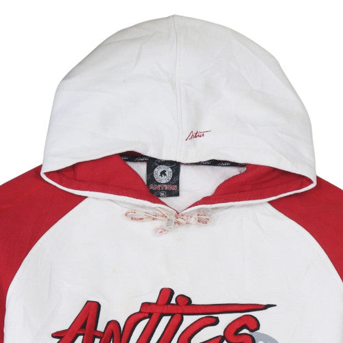 Antics Men’s White Red Pullover Hoodie XL Graphic Fleece