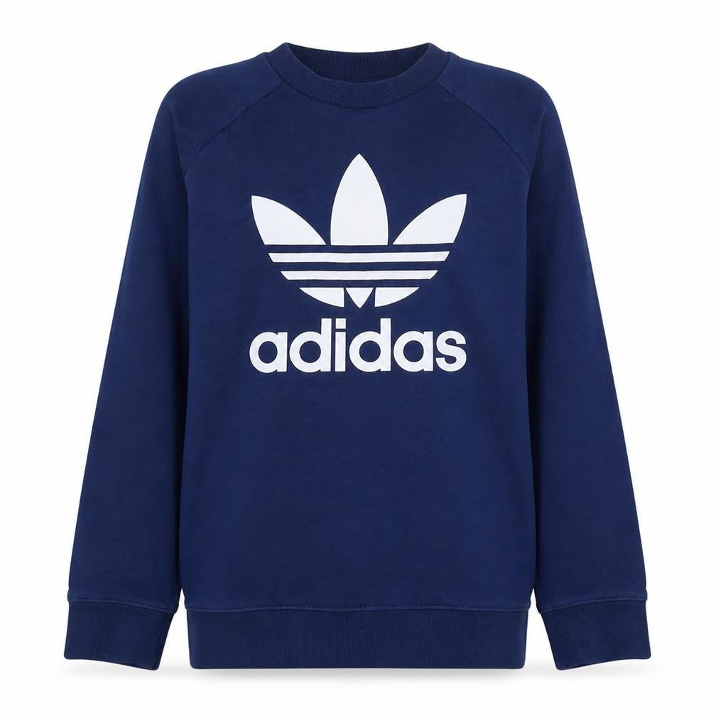 Front view of Adidas Women's Blue Crew Neck Pullover Sweatshirt, size 14