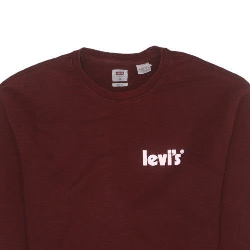Levi's Women Burgundy Relaxed Fit Crew Neck Sweatshirt XS